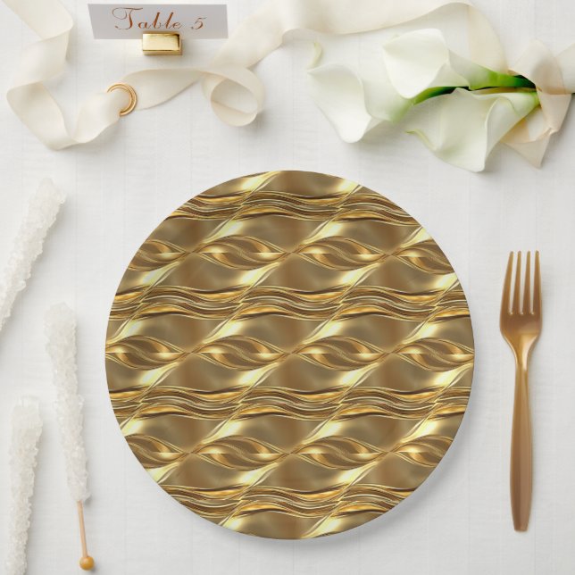 Captivating gold pattern paper plates (Wedding)