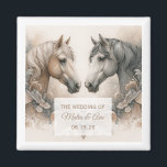 Captivating Horses Custom Wedding Magnet<br><div class="desc">For the couple who enjoys horses,  this special wedding magnet features two horses in decorative display. Pastel and elegant colors. Use the template to customize the text.</div>