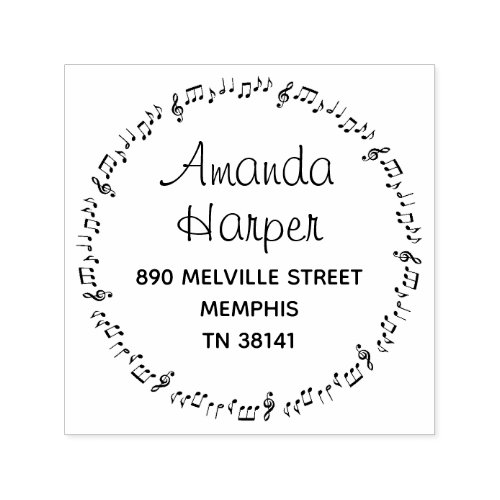 Captivating Inspired by Music Round Return Address Self_inking Stamp