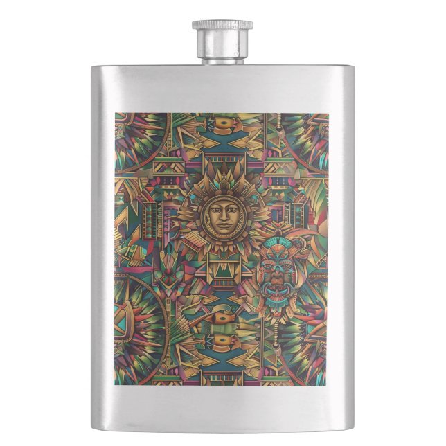 Captivating Navy "Vibrant Historical Emblem" Class Flask (Front)