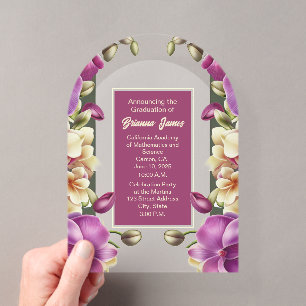 Captivating Orchids Acrylic Graduation Invitation