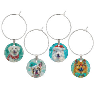 Captivating Pups Holiday Wine Charm Set WCS2