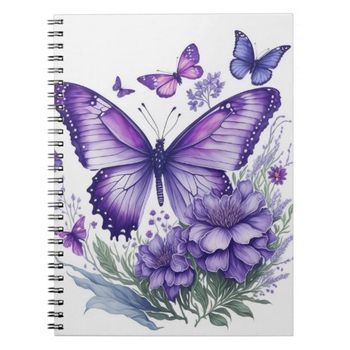 Captivating Purple Butterflies on Flower Notebook