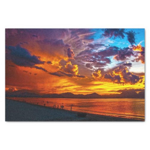 Captivating Sunset in Gold and Purple Tissue Paper