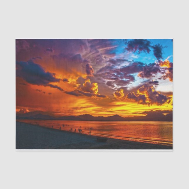 Captivating Sunset in Gold and Purple Tissue Paper (Front)