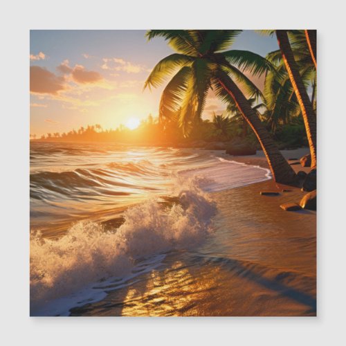 Captivating sunset on a tropical island magnetic invitation