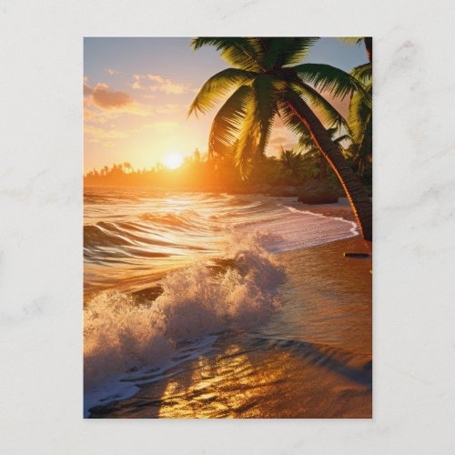 Captivating sunset on a tropical island postcard