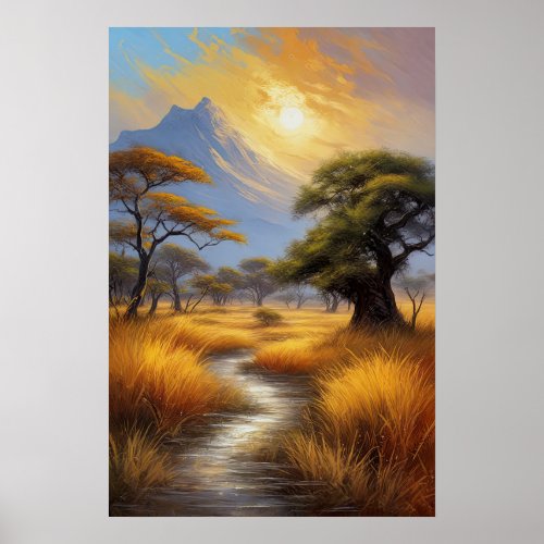 Captivating Sunset Over the Savanna Poster