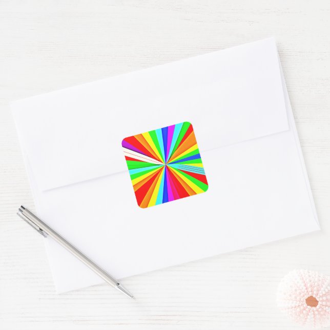 Captivating Vibrant Hues Colorful Pattern Square Sticker (Envelope)