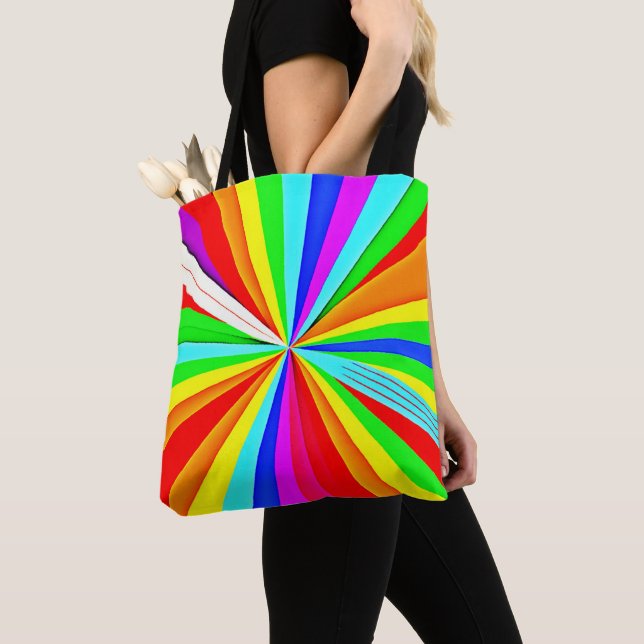 Captivating Vibrant Hues Colorful Pattern Tote Bag (Close Up)