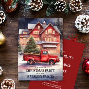 Captivating Vintage Christmas Scene Holiday Party Invitation