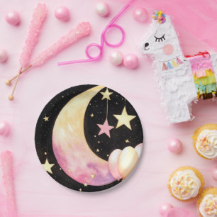 Captivating Watercolor Celestial Girl Baby Shower Paper Plates