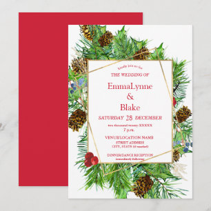 Captivating Watercolor Christmas Greenery Wedding Invitation
