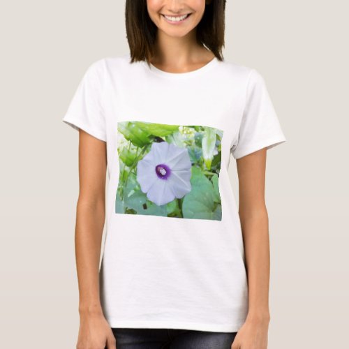 Captivating White Flower with Purple Center A Sym T_Shirt