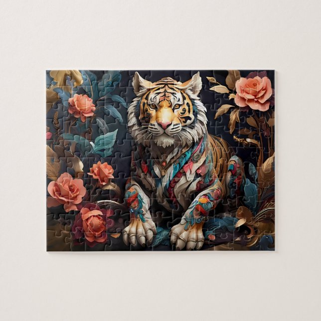 Captivatingly Cute & Beautiful Wild Tiger's Gaze Jigsaw Puzzle (Horizontal)