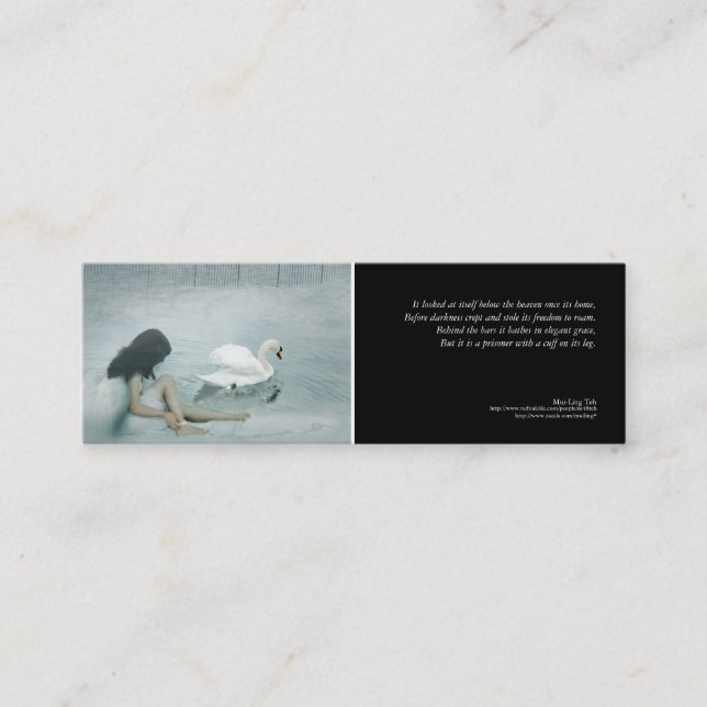 'Captive Angel' poetry bookmark Mini Business Card (Front)