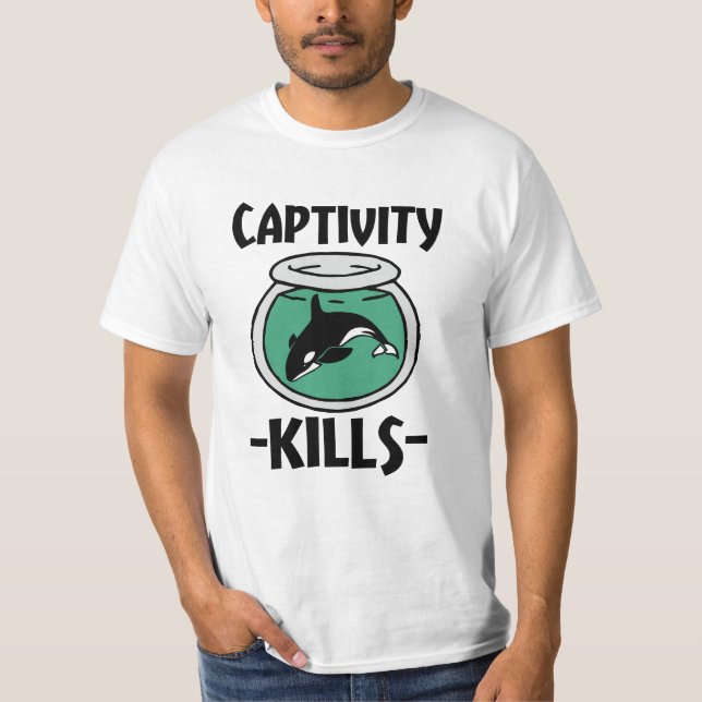 Captivity Kills Free the Orca Whales men's shirt (Front)