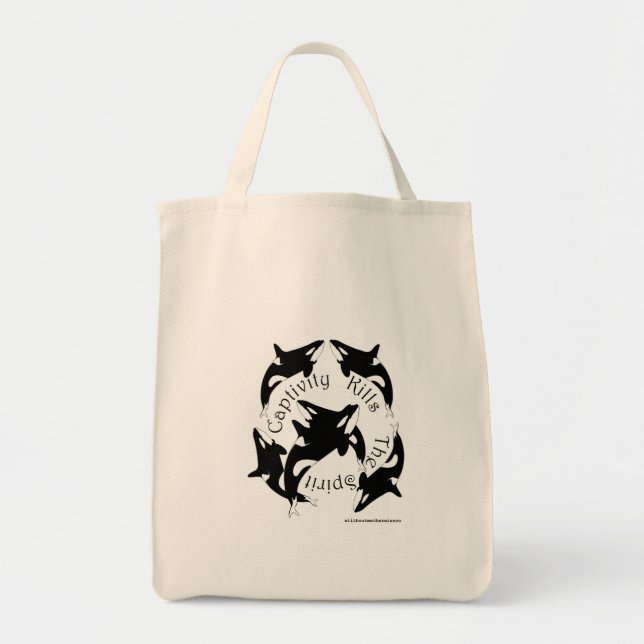 Captivity Kills the Spirit Grocery Tote Bag (Front)