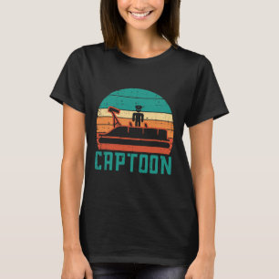 Captoon Boat Sunset Retro Pontoon Captain Men Boys T-Shirt