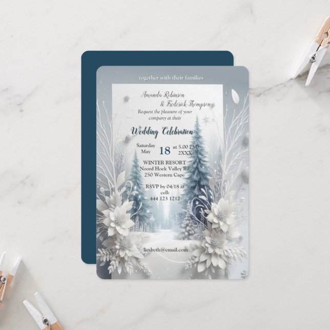 Capture Art Winter Scene & Snow and Ice Crystals Invitation (Front/Back In Situ)
