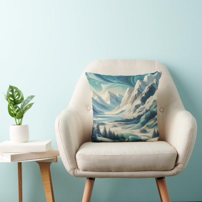 Capture Art Winter Scene & Snow and Ice Crystals Throw Pillow (Chair)