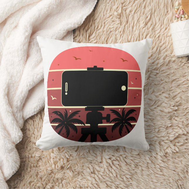 Capture Life Vibes – Tropical Sunset Creator Throw Pillow (Blanket)