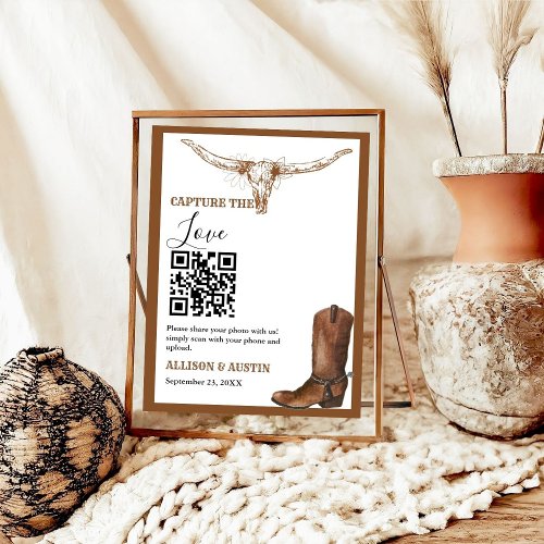 Capture love QR code Western cowboy boots wedding Poster