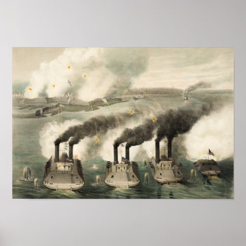 Capture Of Fort Henry By Union Ironclads _ 1862 Poster