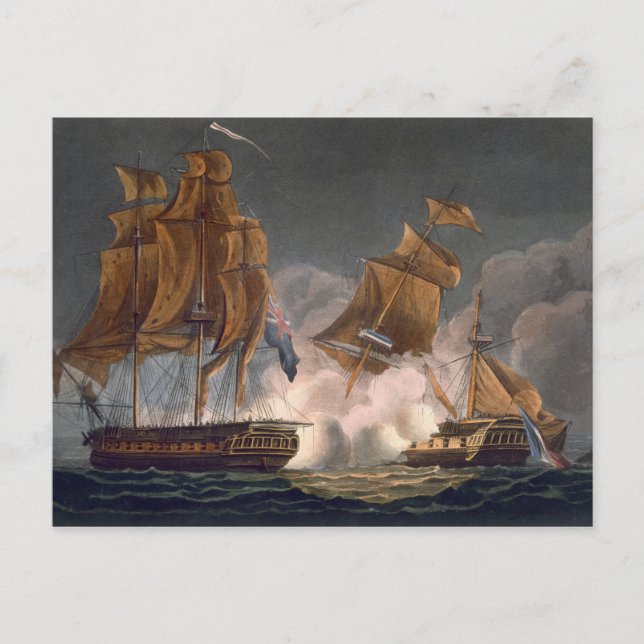 Capture of La Tribune, June 8th 1796, engraved by Postcard (Front)