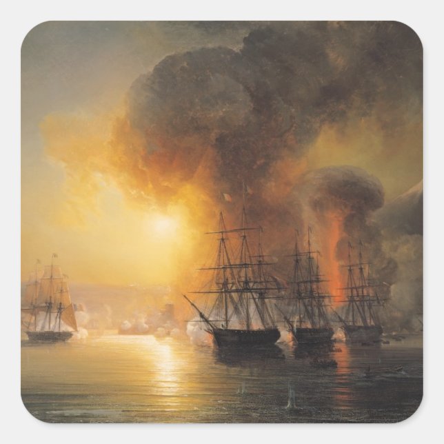 Capture of the Fort of Saint-Jean-d'Ulloa Square Sticker (Front)