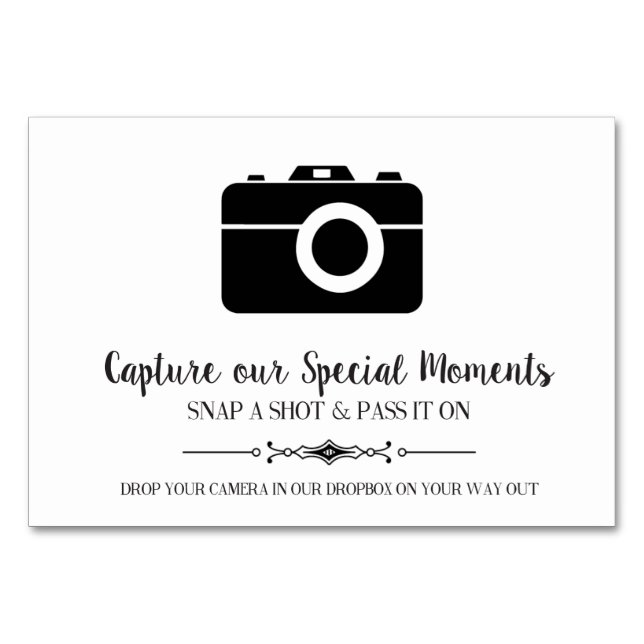 Capture our Moments Placecards Table Number (Front)