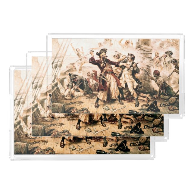 Capture, Pirate Blackbeard, Queen Anne's Revenge Acrylic Tray (Set)