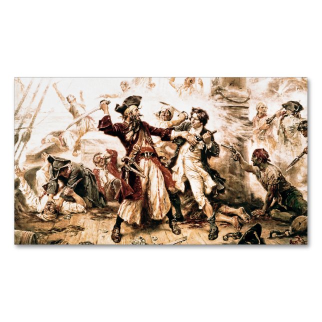 Capture, Pirate Blackbeard, Queen Anne's Revenge Business Card Magnet (Front)