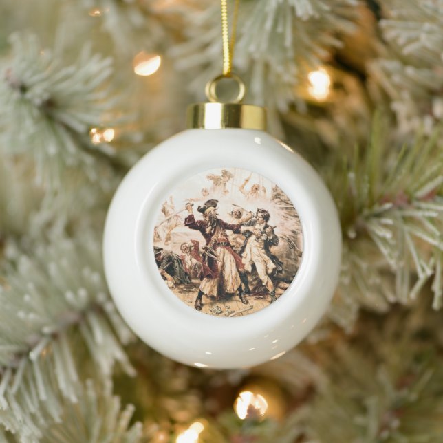Capture, Pirate Blackbeard, Queen Anne's Revenge Ceramic Ball Christmas Ornament (Tree)