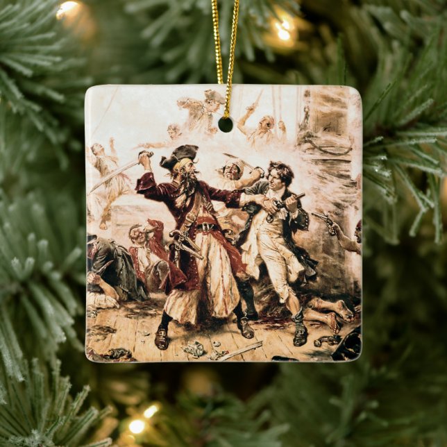 Capture, Pirate Blackbeard, Queen Anne's Revenge Ceramic Ornament (Tree)