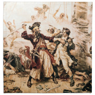 Capture, Pirate Blackbeard, Queen Anne's Revenge Cloth Napkin