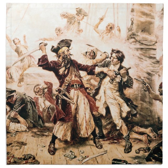 Capture, Pirate Blackbeard, Queen Anne's Revenge Cloth Napkin (Front)