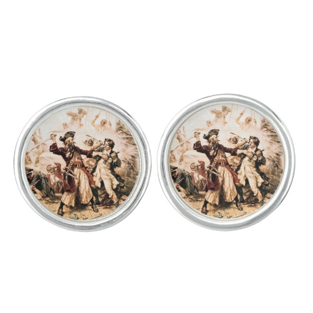 Capture, Pirate Blackbeard, Queen Anne's Revenge Cufflinks (Front)