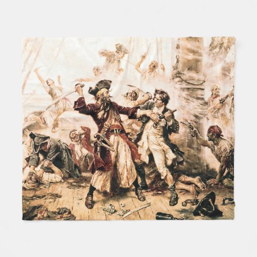 Capture Pirate Blackbeard Queen Annes Revenge Fleece Blanket