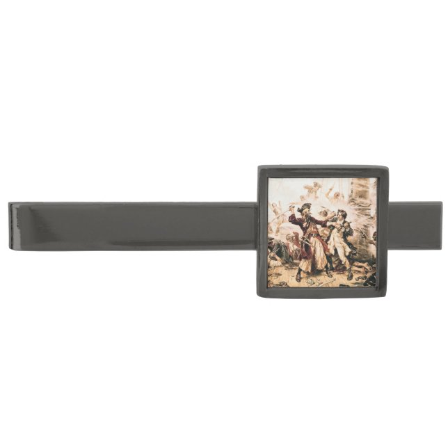 Capture, Pirate Blackbeard, Queen Anne's Revenge Gunmetal Finish Tie Bar (Front)