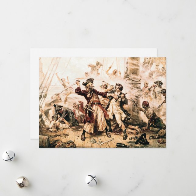 Capture, Pirate Blackbeard, Queen Anne's Revenge Holiday Card (Front/Back In Situ)