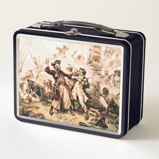 Capture, Pirate Blackbeard, Queen Anne's Revenge Metal Lunch Box (Front)