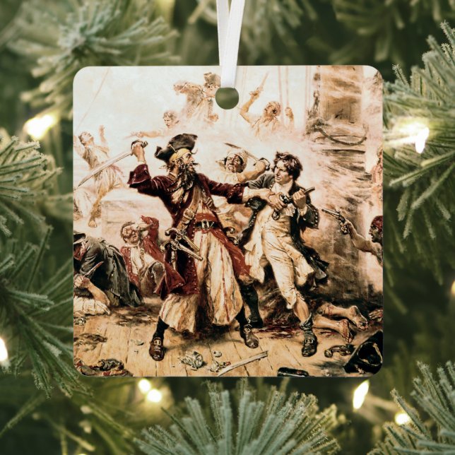 Capture, Pirate Blackbeard, Queen Anne's Revenge Metal Ornament (Insitu)