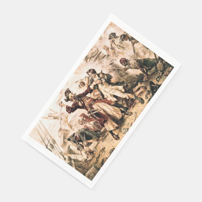 Capture, Pirate Blackbeard, Queen Anne's Revenge Paper Guest Towels (Corner)