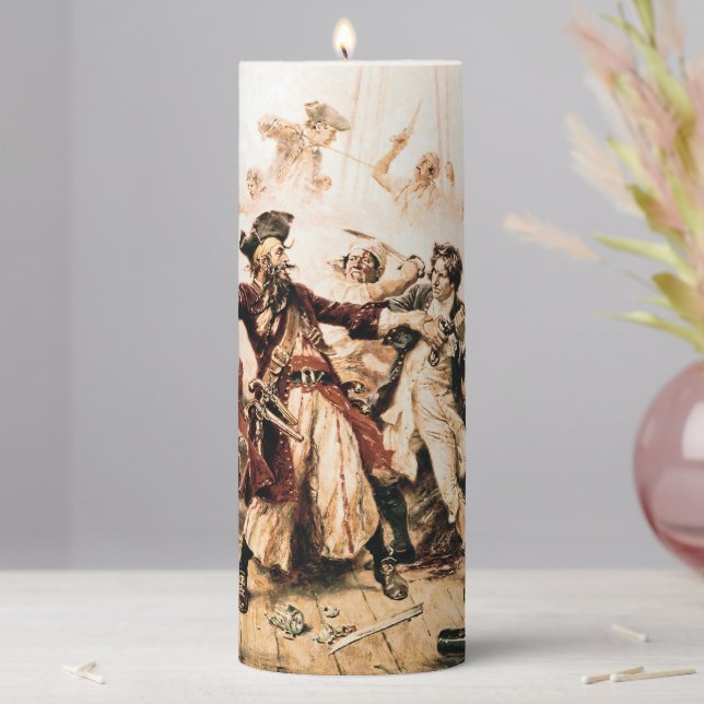 Capture, Pirate Blackbeard, Queen Anne's Revenge Pillar Candle (In Situ)