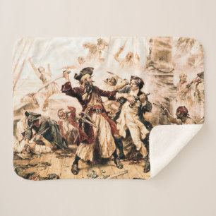 Capture, Pirate Blackbeard, Queen Anne's Revenge Sherpa Blanket