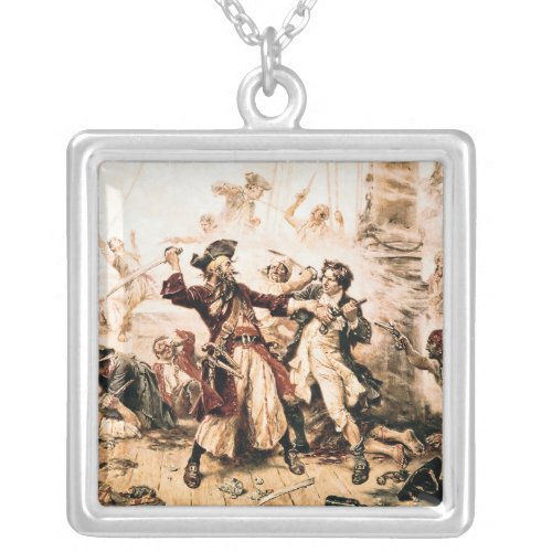 Capture Pirate Blackbeard Queen Annes Revenge Silver Plated Necklace