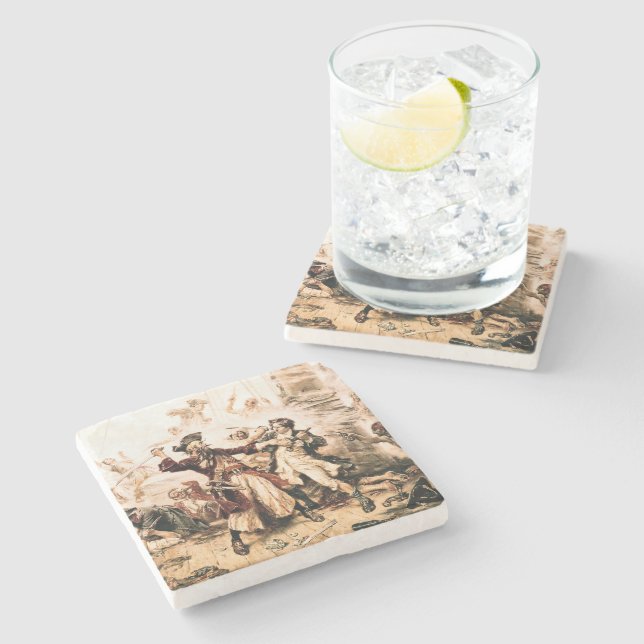 Capture, Pirate Blackbeard, Queen Anne's Revenge Stone Coaster (Side)