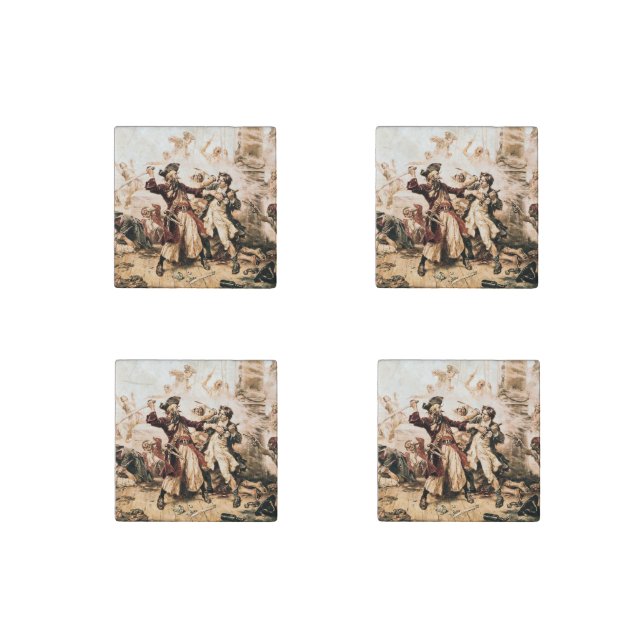 Capture, Pirate Blackbeard, Queen Anne's Revenge Stone Magnet (Front)