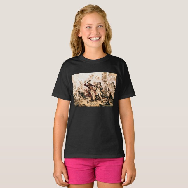 Capture, Pirate Blackbeard, Queen Anne's Revenge T-Shirt (Front Full)